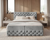 Boxspringbett Castella Samt mit Stauraum – Grau
