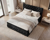 Boxspringbett Castella Samt mit Stauraum – Schwarz