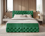 Boxspringbett Castella Samt mit Stauraum – Grün