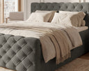 Boxspringbett Adora Samt mit Stauraum – Grau