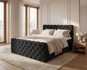 Boxspringbett Adora Samt mit Stauraum – Schwarz
