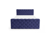 Boxspringbett Adora Samt mit Stauraum – Blau