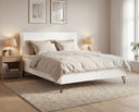 Boxspringbett Selina Slim Bouclé mit Stauraum – Weiß