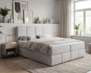 Boxspringbett Laguna Stoff mit Stauraum – Hellgrau