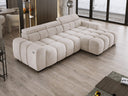 Designer Ecksofa Amalfi in Samt mit elektrischer Sitzerweiterung
