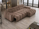Designer Ecksofa Amalfi in Samt mit elektrischer Sitzerweiterung