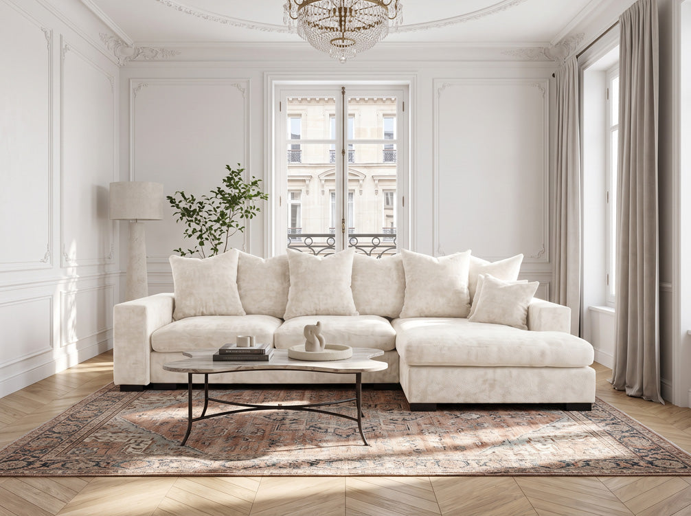 Designer Sofa Selena L mit Schlaffunktion in Strukturstoff
