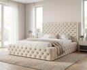Designer Polsterbett Siena in Samt – Beige
