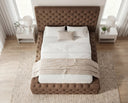 Designer Polsterbett Siena in Samt – Braun