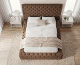 Designer Polsterbett Siena in Samt – Braun