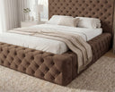 Designer Polsterbett Siena in Samt – Braun
