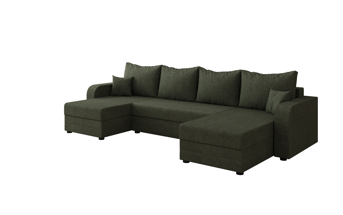 Designersofa Valenza U met slaap- en klapfunctie in stof