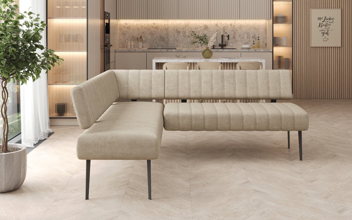 Banquette de salle à manger Montero rembourrée en tissu robuste avec pieds en métal