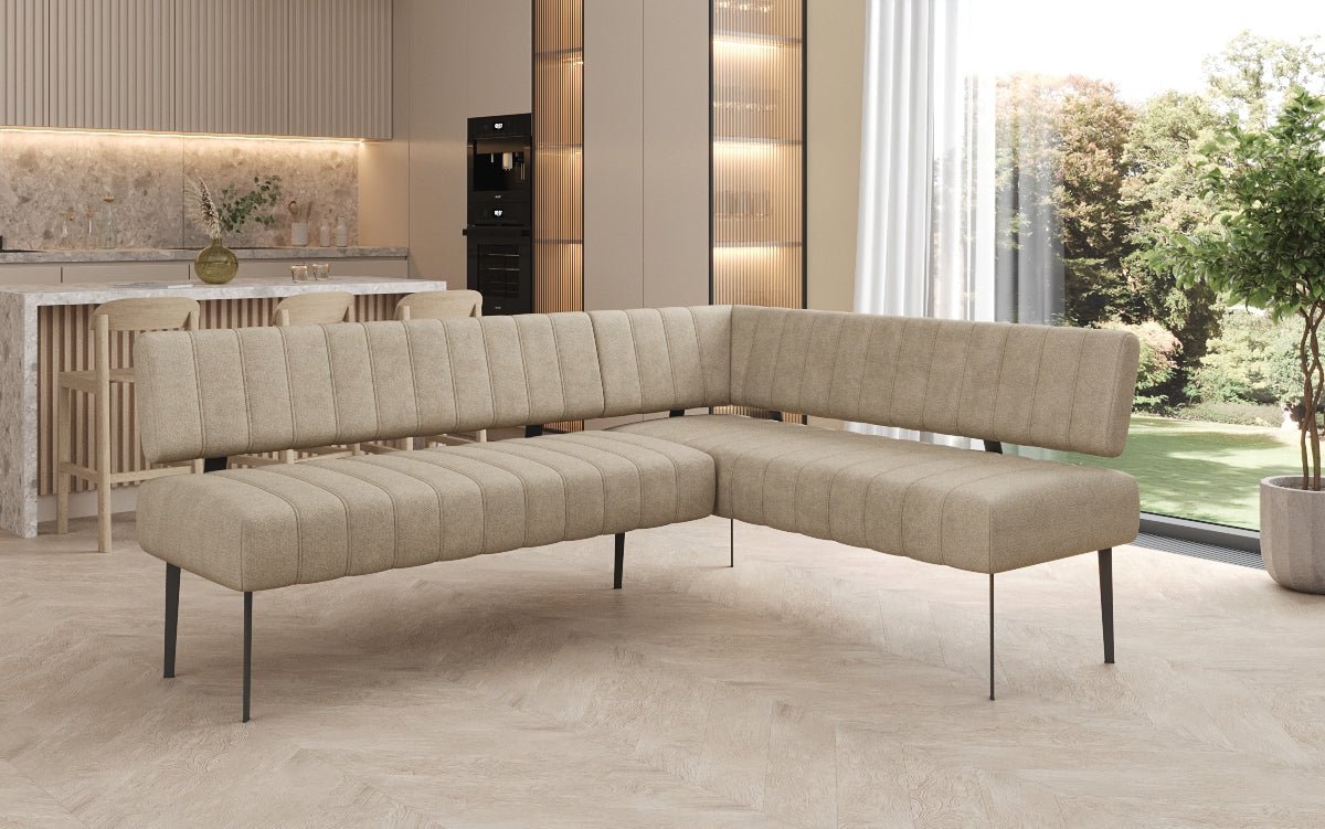 Banquette de salle à manger Montero rembourrée en tissu robuste avec pieds en métal