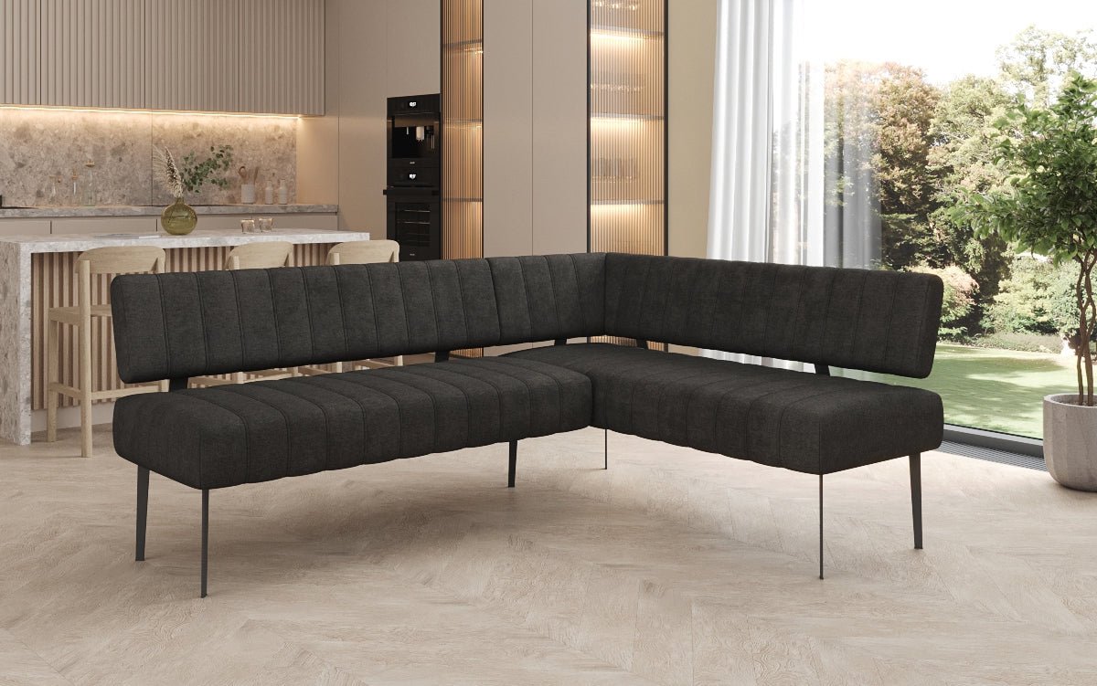 Banquette de salle à manger Montero rembourrée en tissu robuste avec pieds en métal