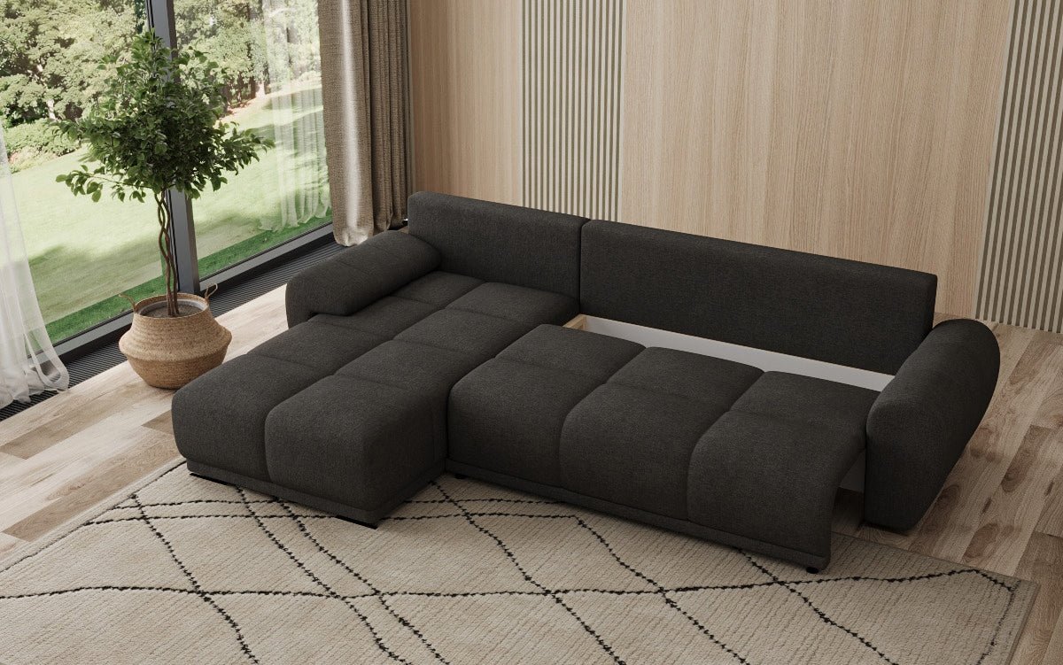 Designersofa Leni L met slaap- en klapfunctie in Stof