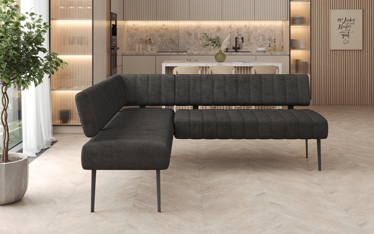 Banquette de salle à manger Montero rembourrée en tissu robuste avec pieds en métal