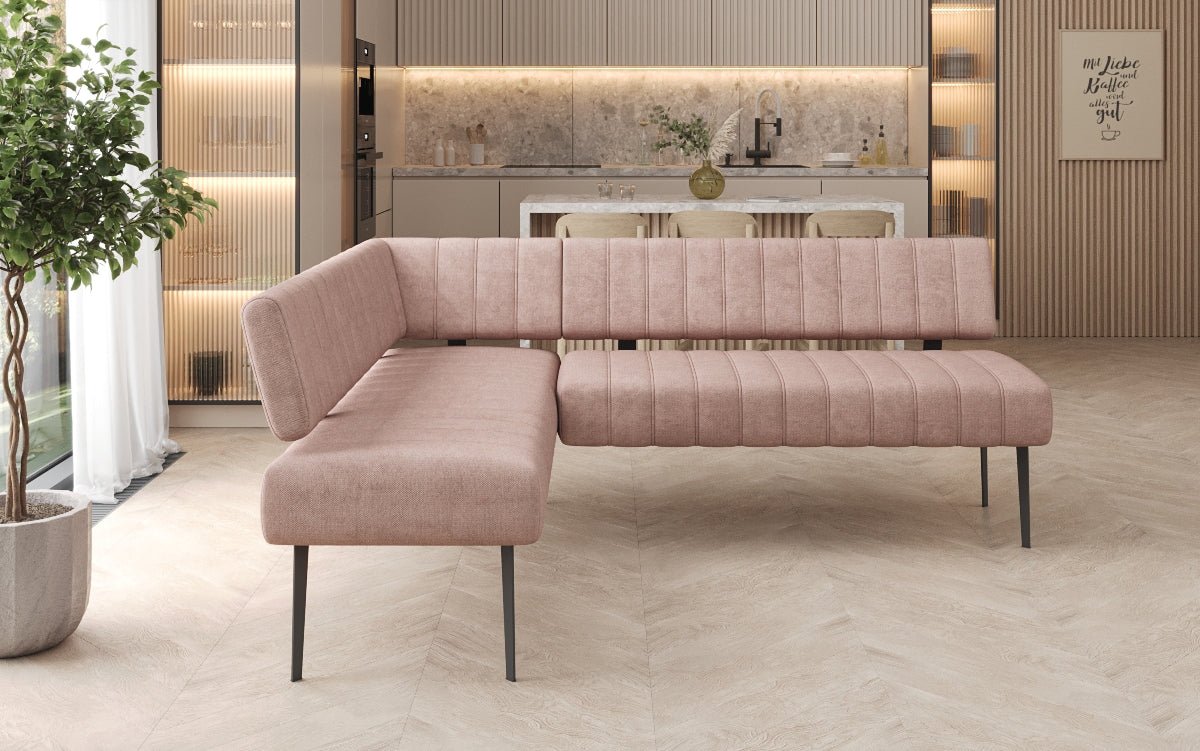 Banquette de salle à manger Montero rembourrée en tissu robuste avec pieds en métal