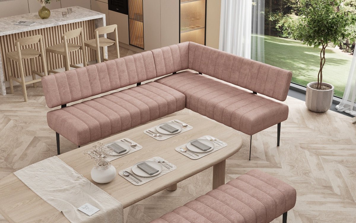 Banquette de salle à manger Montero rembourrée en tissu robuste avec pieds en métal
