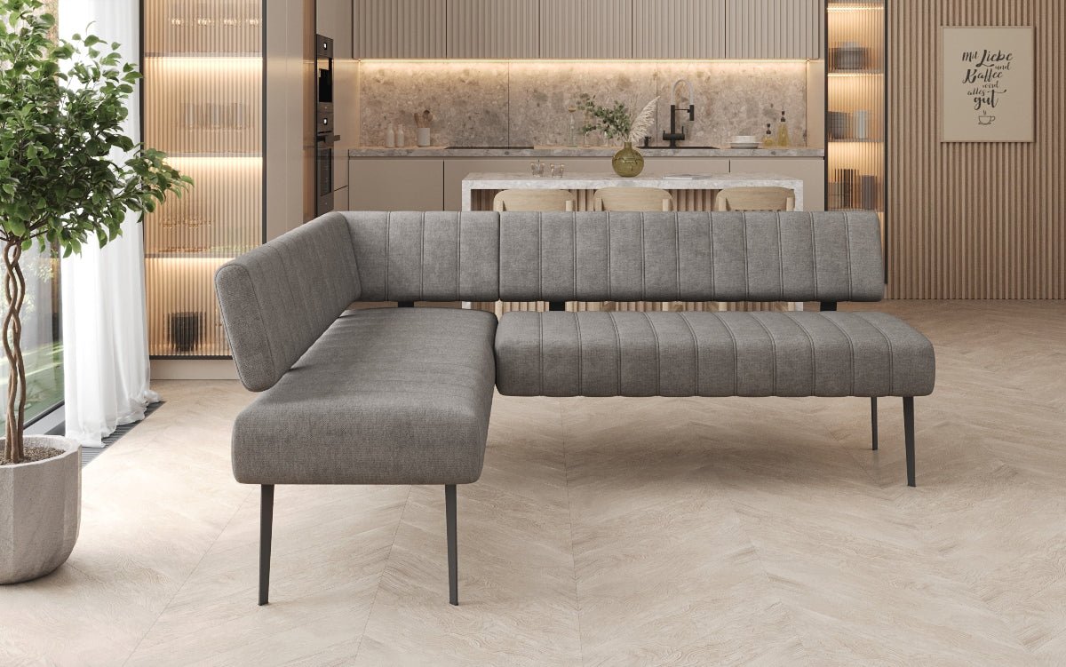 Banquette de salle à manger Montero rembourrée en tissu robuste avec pieds en métal