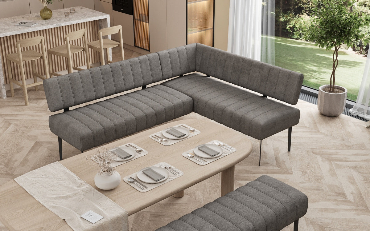 Banquette de salle à manger Montero rembourrée en tissu robuste avec pieds en métal