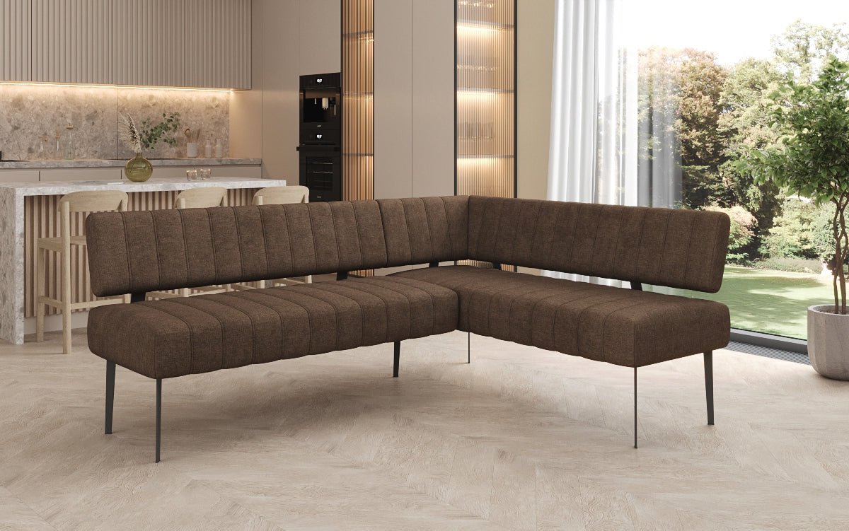 Banquette de salle à manger Montero rembourrée en tissu robuste avec pieds en métal