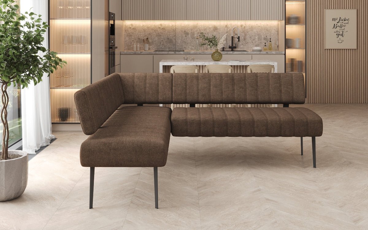 Banquette de salle à manger Montero rembourrée en tissu robuste avec pieds en métal