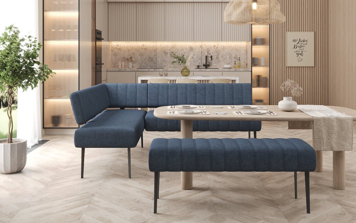 Banquette de salle à manger Montero rembourrée en tissu robuste avec pieds en métal