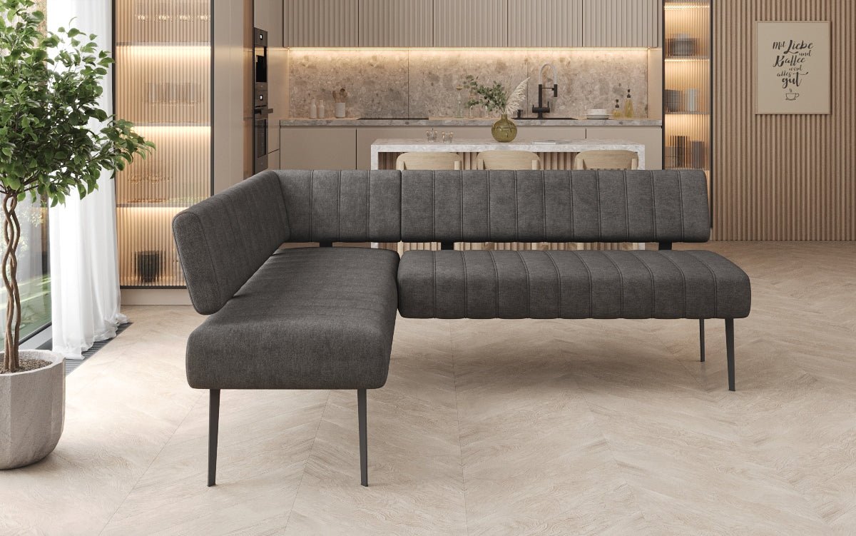 Banquette de salle à manger Montero rembourrée en tissu robuste avec pieds en métal