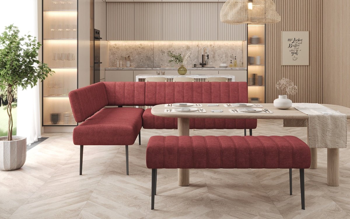 Banquette de salle à manger Montero rembourrée en tissu robuste avec pieds en métal