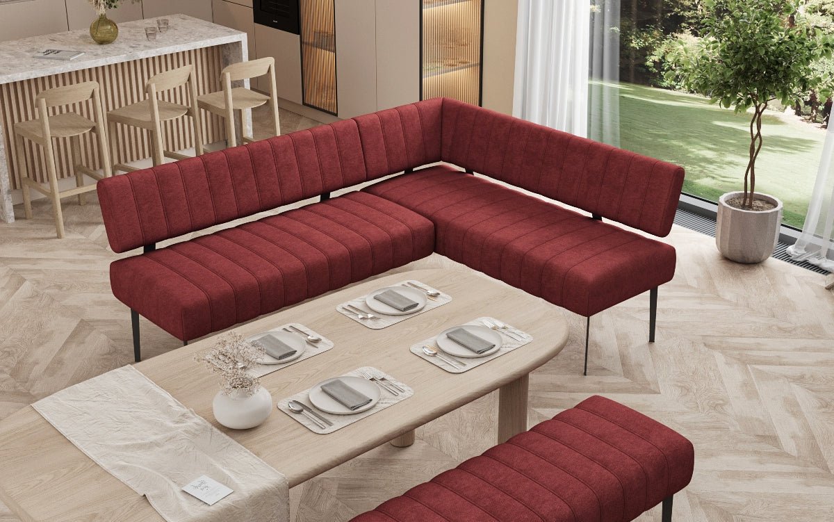 Banquette de salle à manger Montero rembourrée en tissu robuste avec pieds en métal