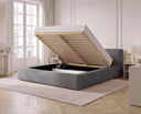 Designer Polsterbett Theo in Cord mit Stauraum – Grau