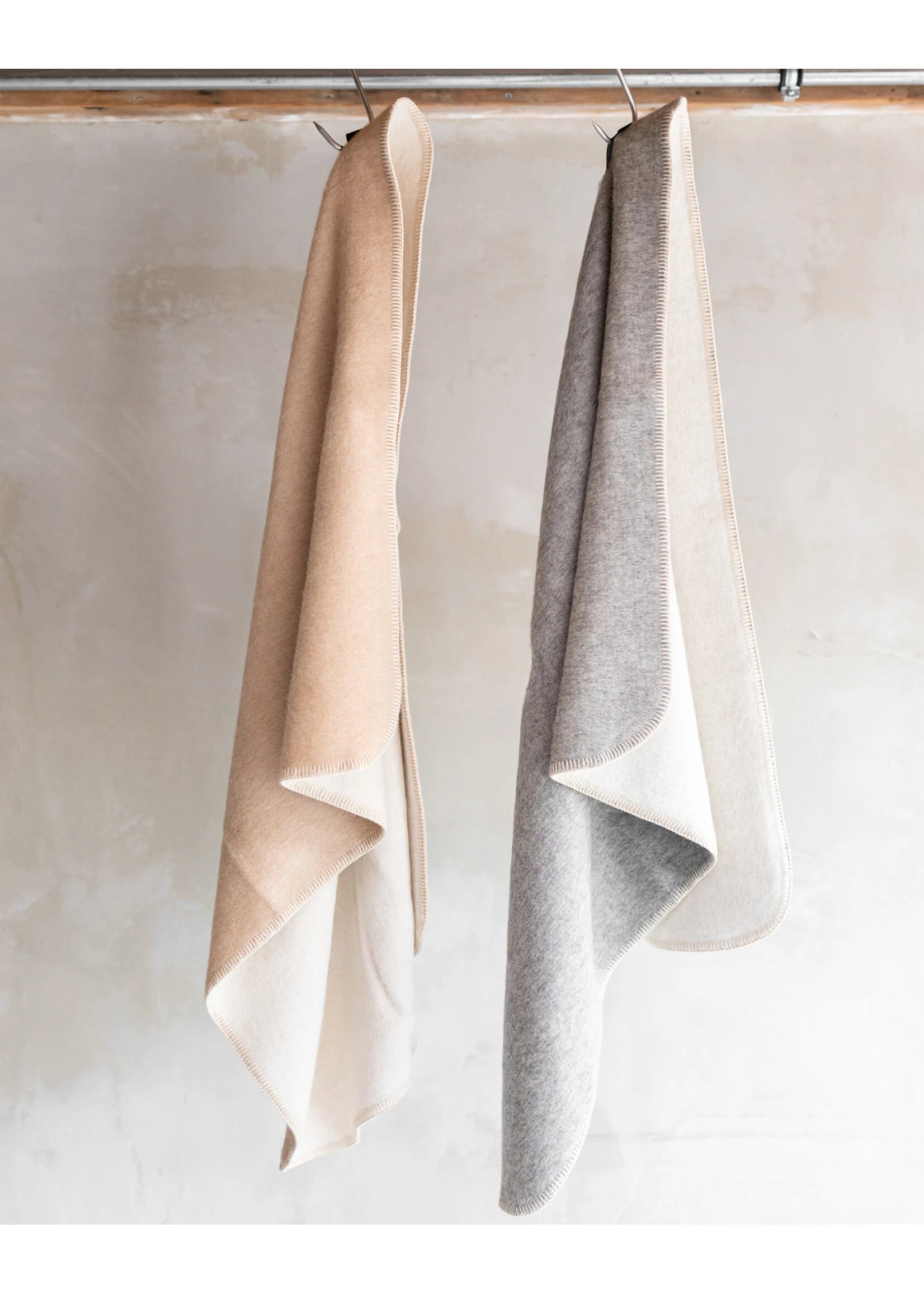 Babydeken van zuivere alpacawol - Beige & Grijs - 95x75 cm