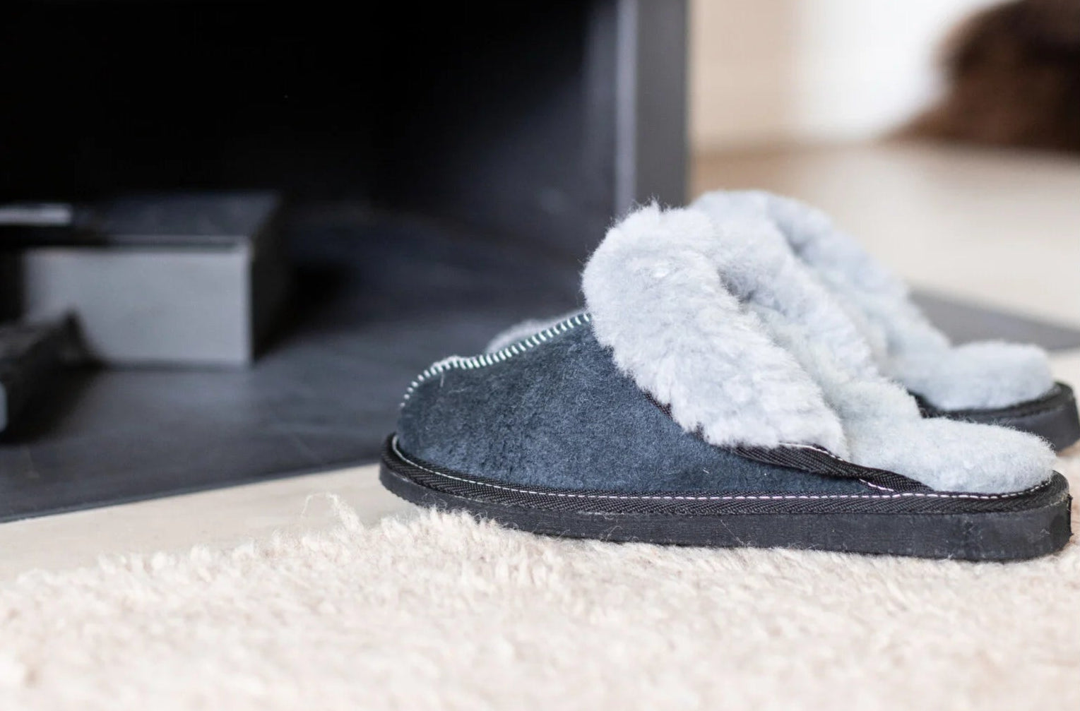 Lamsvel Dames Pantoffels Nuvia – Echt lamsvel in Grijs