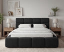 Designer Polsterbett Vero in Samt mit Stauraum – Schwarz