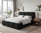 Designer Polsterbett Vero in Samt mit Stauraum – Schwarz