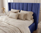 Designer Polsterbett Viola in Samt – Blau