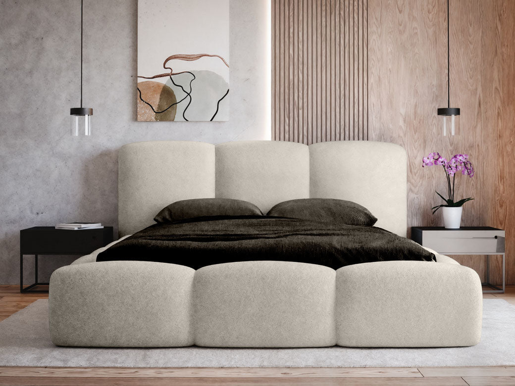 Lit capitonné designer Alena Bouclé avec espace de rangement