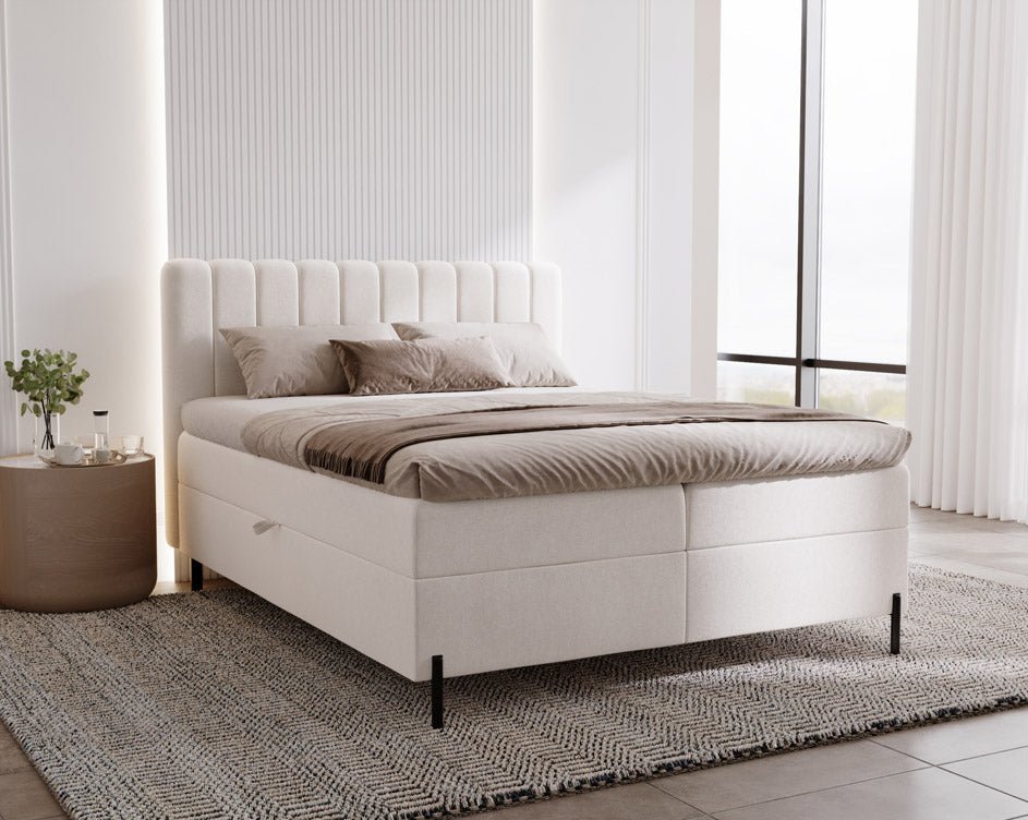 Lit boxspring Lumière en Velours avec espace de rangement