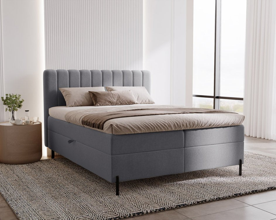 Lit boxspring Lumière en Velours avec espace de rangement