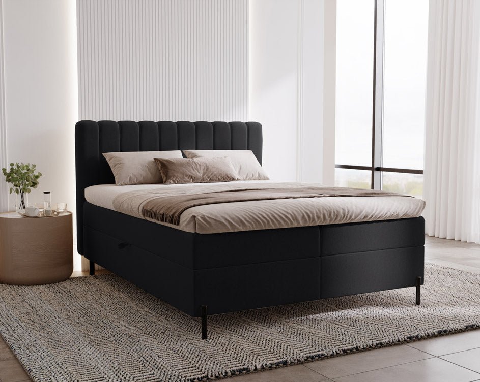 Lit boxspring Lumière en Velours avec espace de rangement