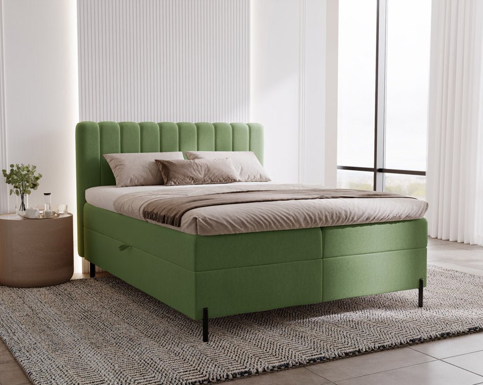 Lit boxspring Lumière en Velours avec espace de rangement