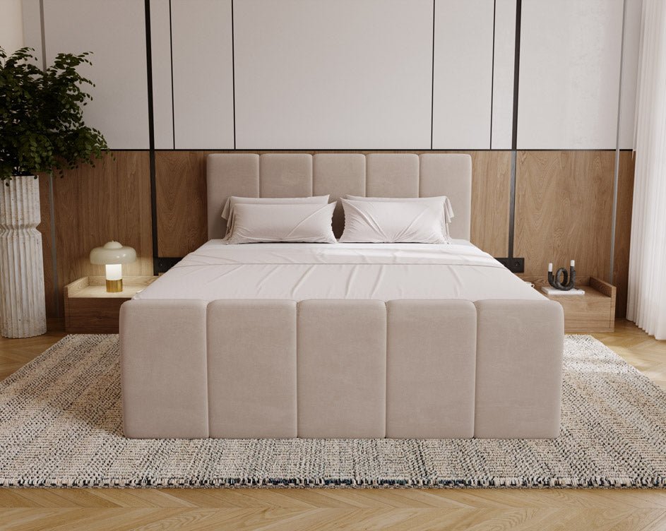 Lit boxspring Celeste Velours avec espace de rangement