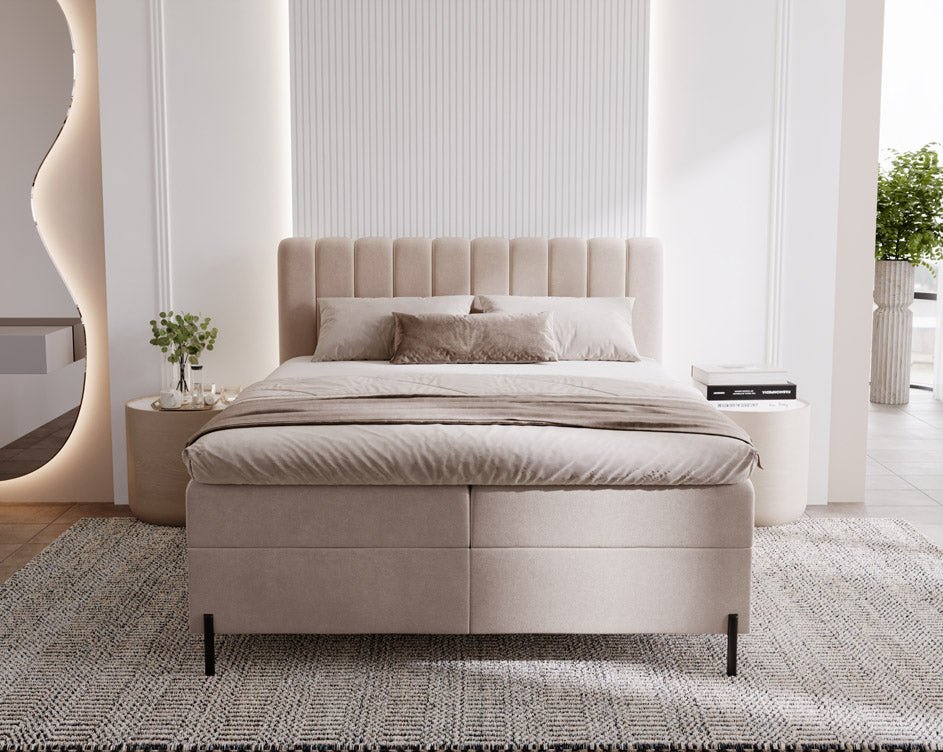 Lit boxspring Lumière en Velours avec espace de rangement