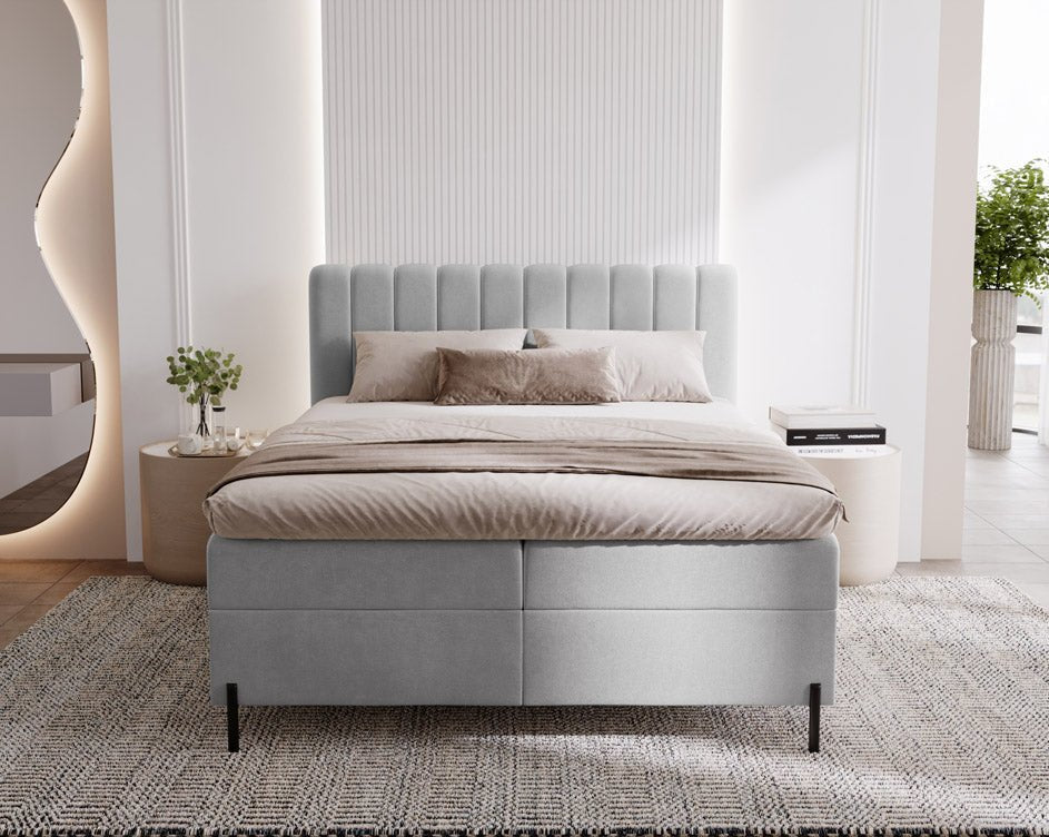 Lit boxspring Lumière en Velours avec espace de rangement