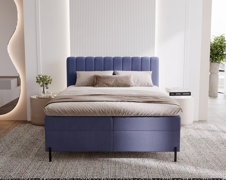 Lit boxspring Lumière en Velours avec espace de rangement