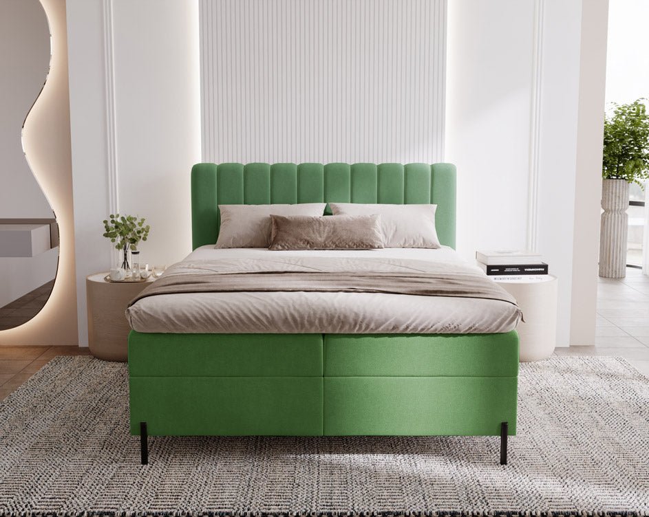 Lit boxspring Lumière en Velours avec espace de rangement