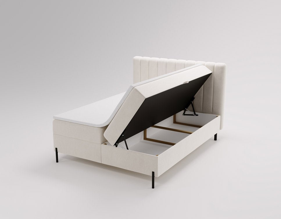 Lit boxspring Lumière en Velours avec espace de rangement