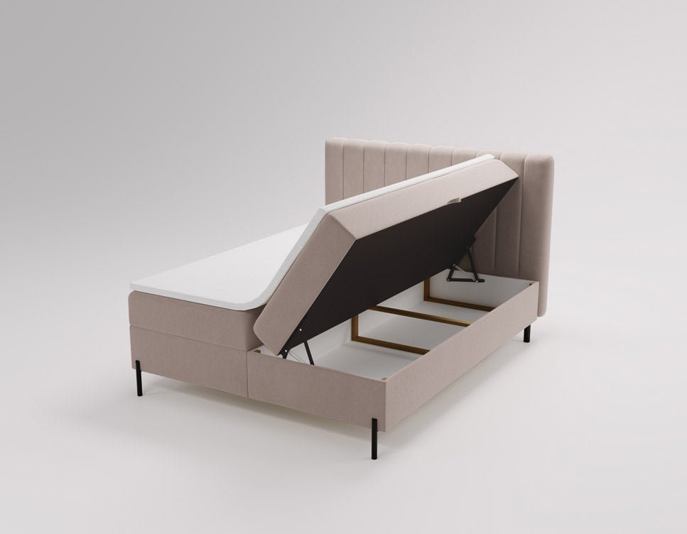 Lit boxspring Lumière en Velours avec espace de rangement