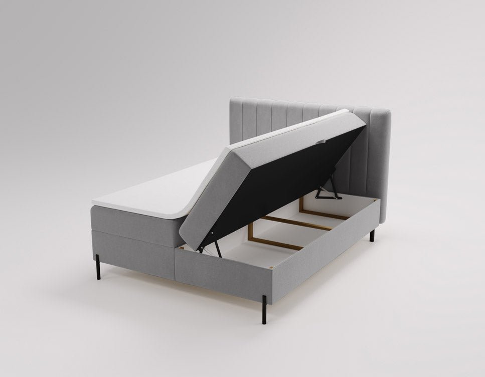 Lit boxspring Lumière en Velours avec espace de rangement